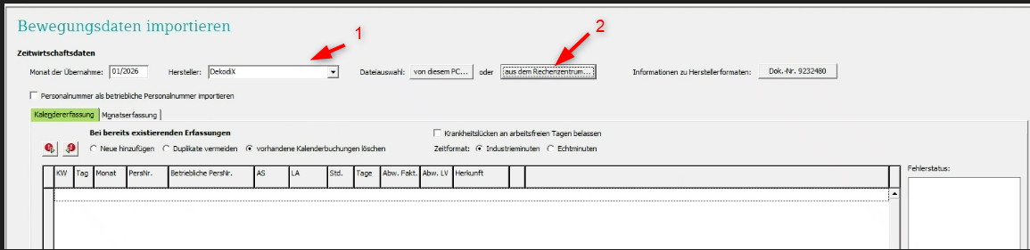 Aufruf des Datenimport aus dem Datev-Rechenzentrum